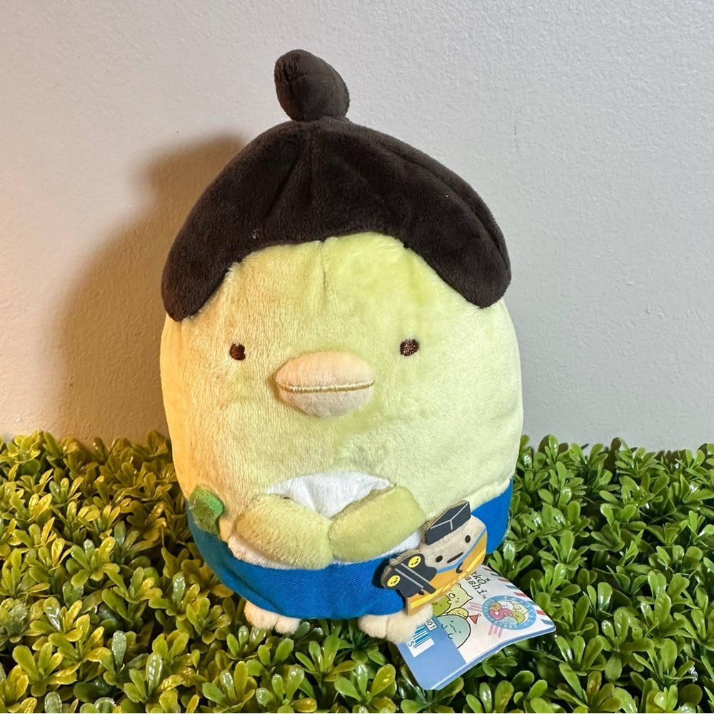 NWT San-X Sumikko Gurashi Penguin Plush Toy - Green/Yellow, Blue and Brown 8”